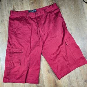 JEANSTATION Superior Cargo Shorts Men’s 38 Red Baggy Y2K Rap Style Utility